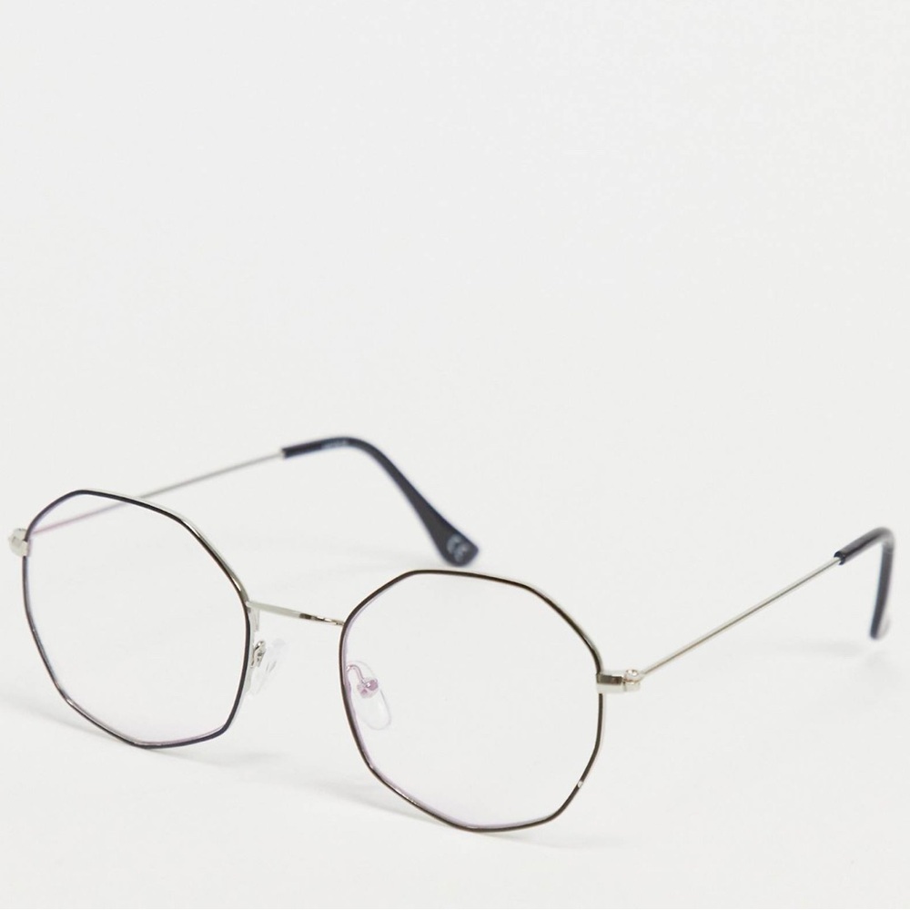 Geometric Silver Frame Glasses